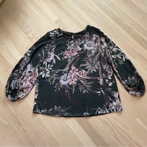West Kei green floral sheer blouse S